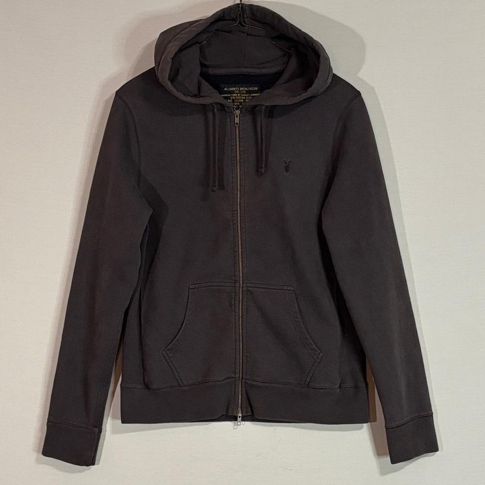 AllSaints Spitalfields Luxe Charcoal Zip Hoodie Portugal XXL